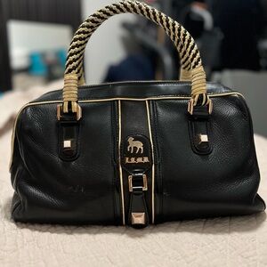 L.A.M.B. by Gwen Stefani Leather Satchel Woven Handles Designer Luxury bag